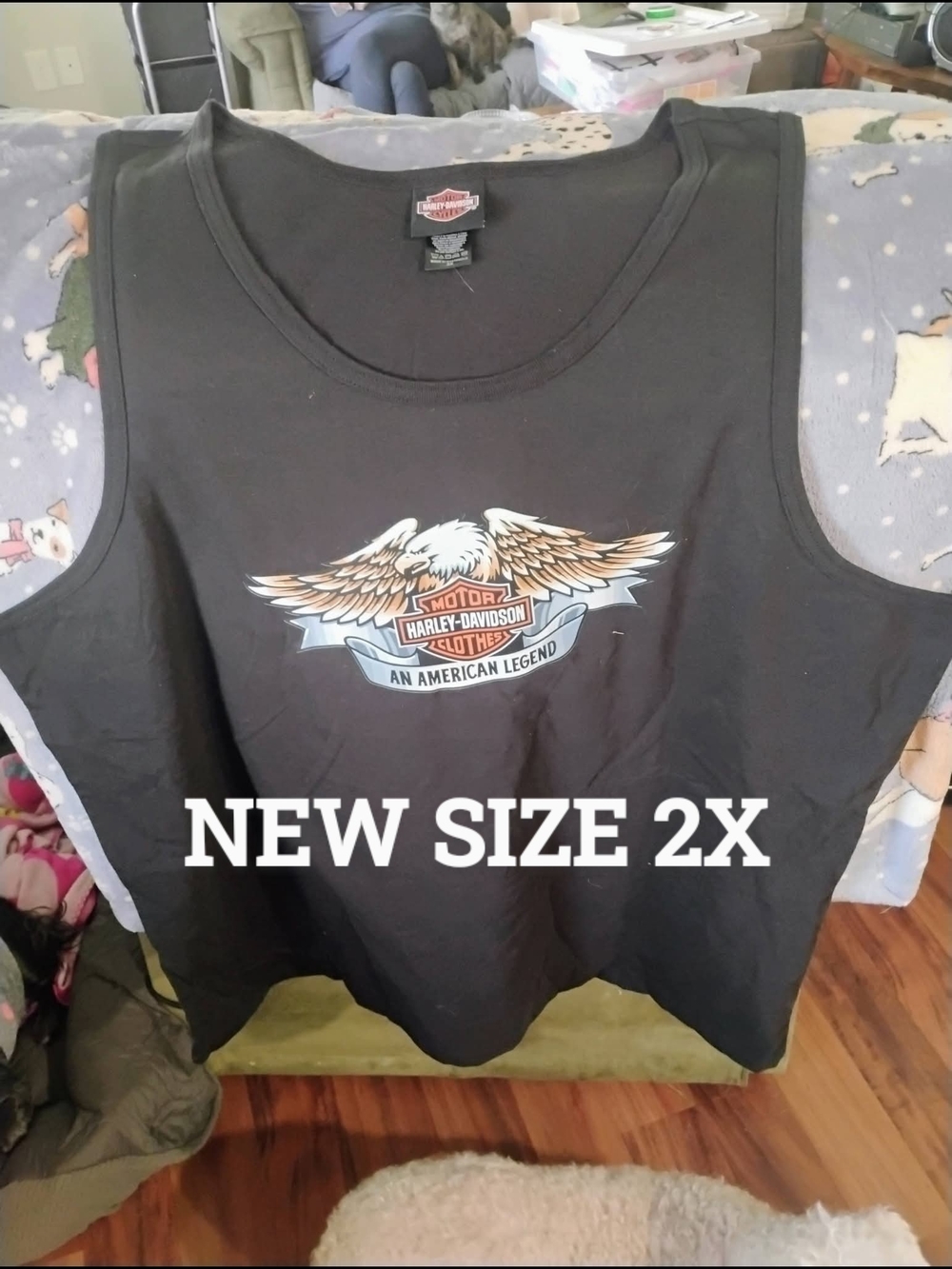 Harley-Davidson Black Tank with Orange and White Eagle Graphic